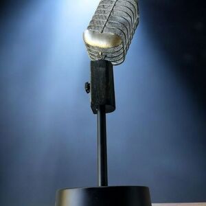 Vintage Microphone Sculpture in Black and Silver